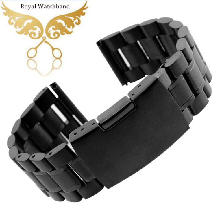 14mm 16mm 18mm 20mm 22mm 24mm 26mm Black New Mens Black Metal Watch Band Stainless Steel Bracelets For Smart Watch With Tool 14mm 16mm 18mm 20mm 22mm 24mm 26mm Mens Black Metal Watch Band
