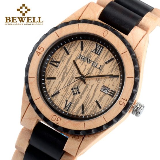BEWELL 128AG Unique Design Wood Watches for Men Analog Quartz