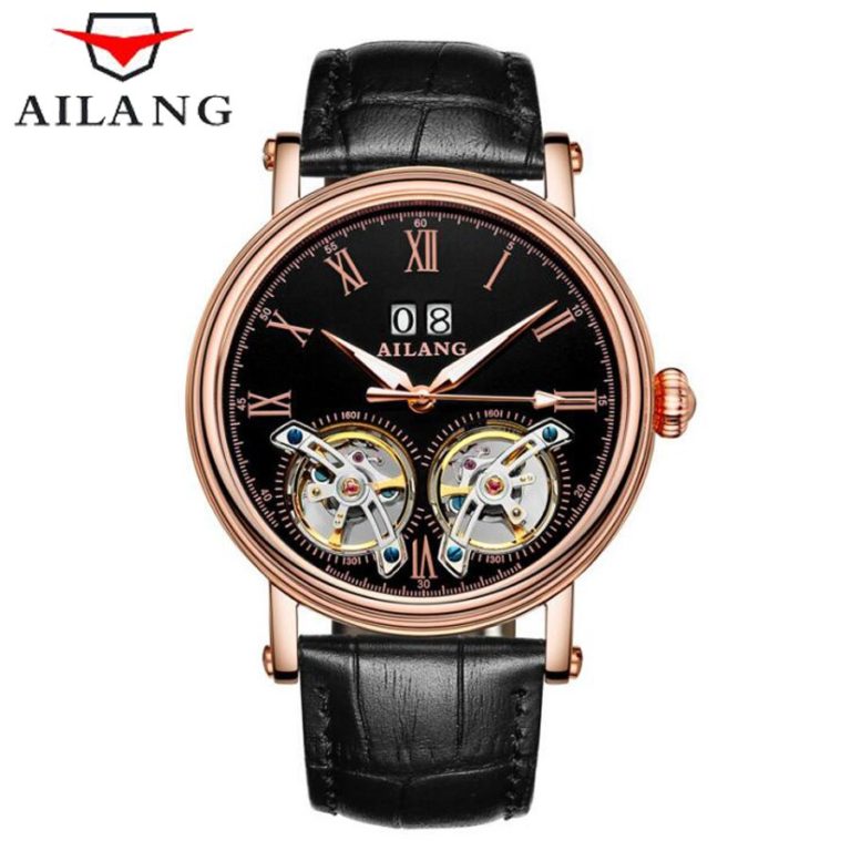 AILANG 2017 New Arrival Double Tourbillons Auotmatic Watches Fashion Business Stylish Men Calendar Dress Wrist watch Roman Reloj AILANG New Arrival Double Tourbillons Auotmatic Watches