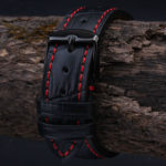NEW Mens High quality Genuine Leather Black Croco Stitch Watch Band Strap