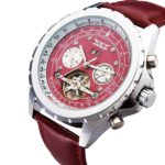 JARAGAR Brand Luxury Automatic Mechanical Tourbillon PU Leather Red Men Wrist Watch