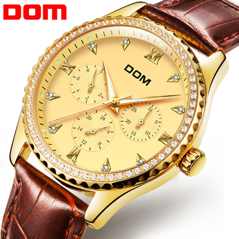 DOM Brand Gold Wrist Watch Men Luxury Famous Male