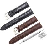 CIVO 2 Packs Genuine Leather Watch Bands Top Calf Grain Leather Watch Strap