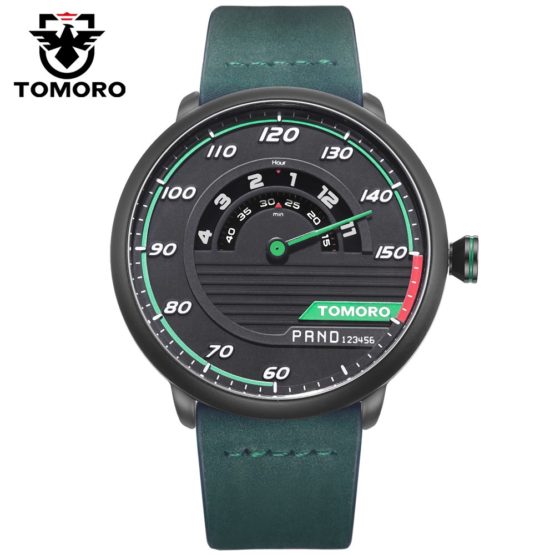 TOMORO Men's Unique Racing Car 3D Design Cow Leather Strap Luxury Watch