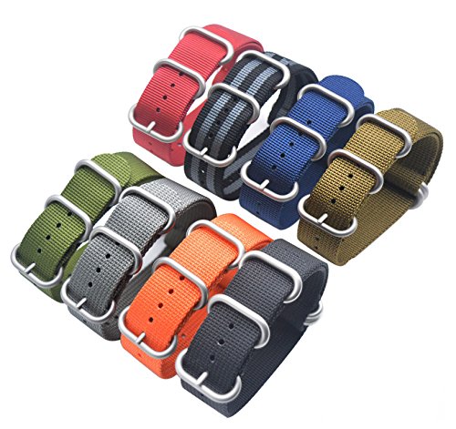 ArtStyle Watch Band with 1.5mm Thickness Quality Nylon Strap and Heavy Duty Brushed Buckle (Khaki, 22mm) 1 ArtStyle Watch Band with 1.5mm Thickness Quality Nylon Strap