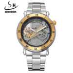 SHENHUA Luxury Gold Flywheel Automatic Mechanical Skeleton Watch