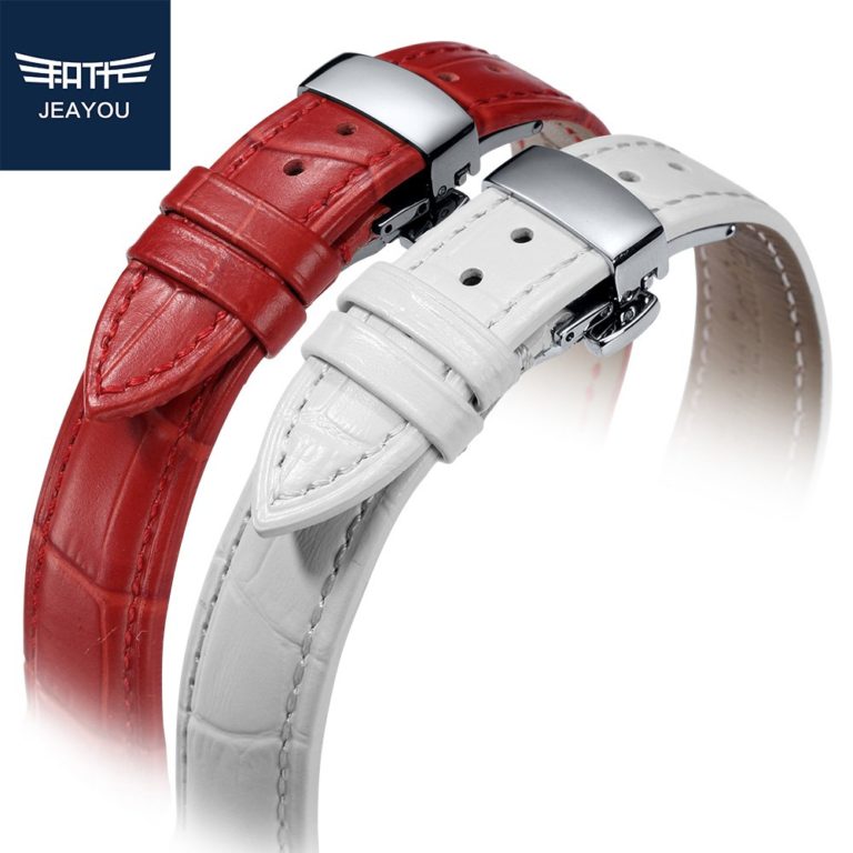 JEAYOU Leather Watch Band For Women Watch Strap Bracelet For Tissot/Mido/Casio White/Red/Pink/Blue/Purple 14mm 16mm 18mm 20mm JEAYOU Leather Watch Band For Women Watch Strap Bracelet