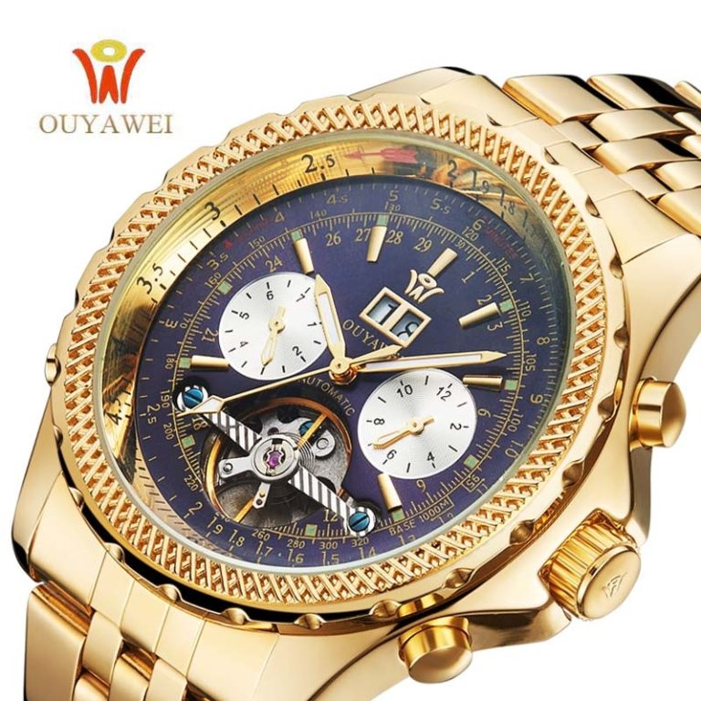 OUYAWEI Men Mechanical Watches Luxury Brand Automatic Gold Tourbillon Male Complete Calendar Clock Wrist Watch relogio masculino 1 OUYAWEI Men Mechanical Watches Luxury Brand Automatic Gold