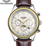 GUANQIN Retro Design Leather Band Watches Men