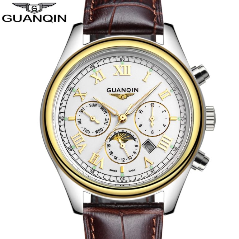 GUANQIN Retro Design Leather Band Watches Men Top Brand Relogio Masculino NEW Mens Sports Clock Analog Quartz Wrist Watches 2 GUANQIN Retro Design Leather Band Watches Men