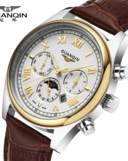 GUANQIN Retro Design Leather Band Watches Men