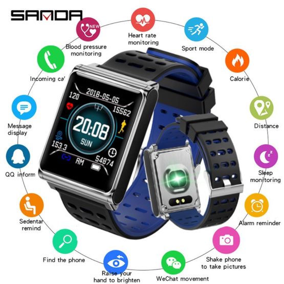 SANDA New Fitness Heart Rate Smart Watch Men Blood Pressure Smartwatch