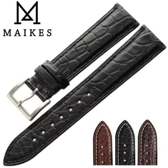 MAIKES 14mm-24mm HQ Genuine Alligator Leather Strap Watch Band