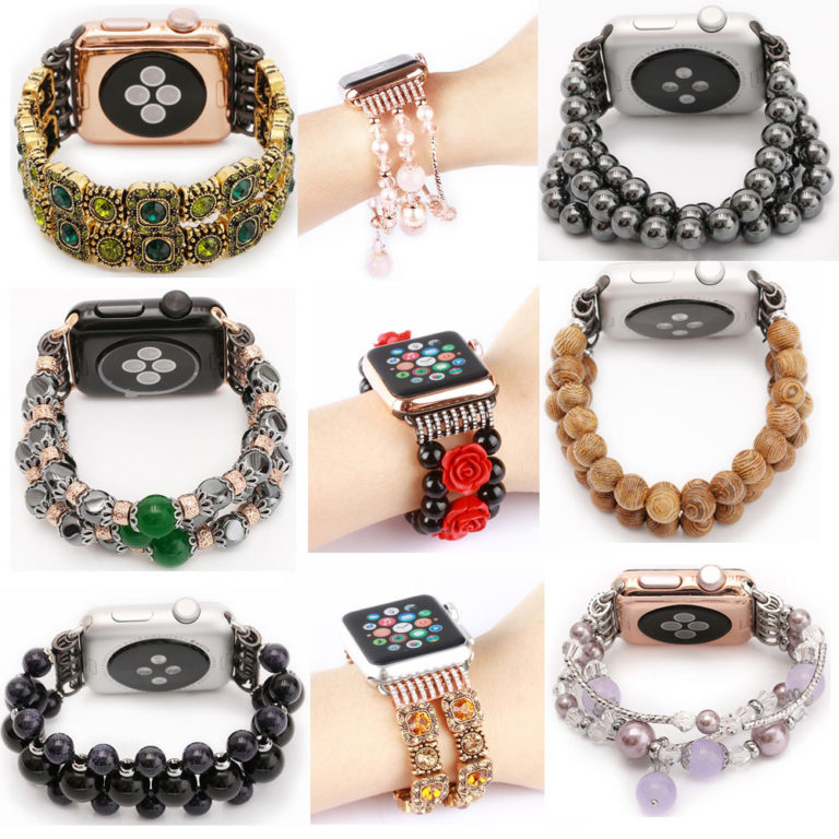 Luxury Agate Design Cord Strap Agate Band for Apple Watch Band Series 3/2/1 With Connection Adapter Woman Fashion Style 1 Luxury Agate Design Cord Strap Agate Band