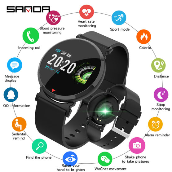 SANDA Silicone & Mesh Smart Watch E28 IP67 Waterproof Heart Rate