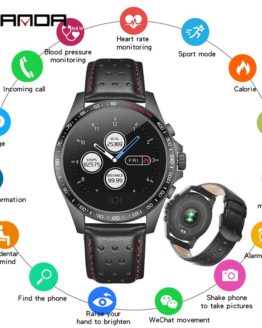 zk30 SANDA CK23 Leather Smart Watch IP67 Waterproof Heart Rate Monitor