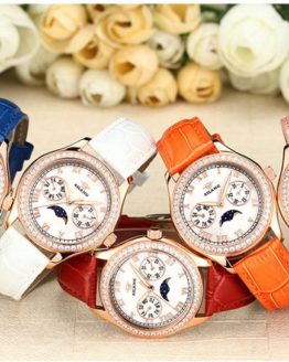 Multi-functional Women Quartz Dress Watches Moon Phase Candy Colors
