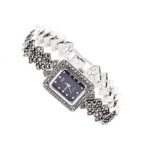 Sterling Silver Wristwatch Silver Bracelet with Marcasite Luxury Vintage Jewelry