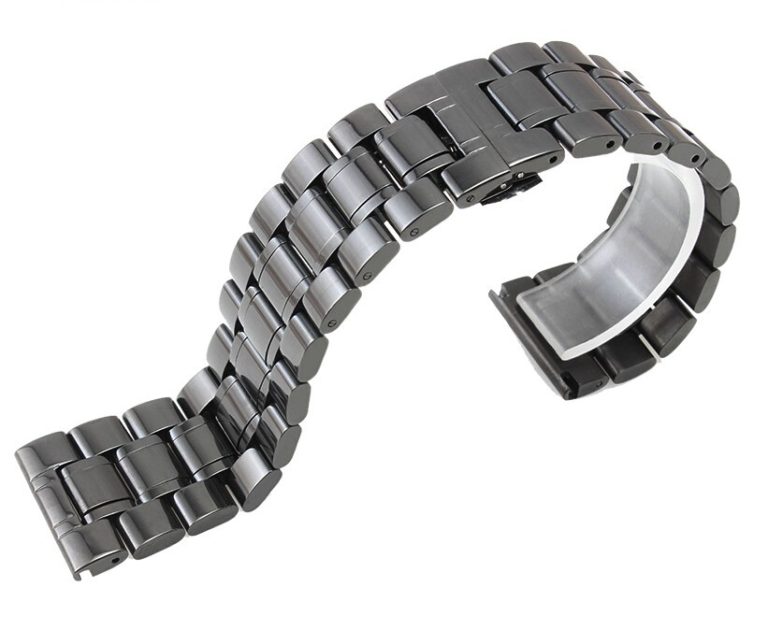 Durable Black Stainless Steel Watch Band for Men – Available in 18mm to 30mm Sizes