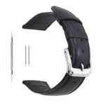 Berfine 20mm Black Calf Leather Watch Band Replacement