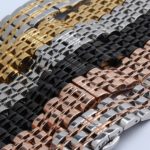 new Black Metal Watchband Waterproof Divers Watch Strap Band