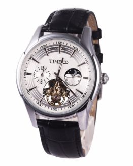 Time100 Men Mechanical Watches Automatic Self-Wind Leather Strap
