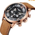 EYKI Brand Men Watch Casual Leather Watches Waterproof Quartz Watch