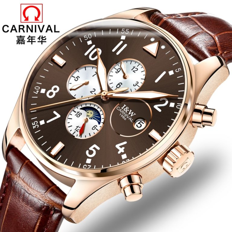 Carnival Top Brand Luxury Mens Watches Sapphire Fashion Mechanical