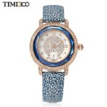 TIME100 Women Watches Ocean series Leather Strap Diamond Engagement