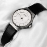 2017 TIME100 Women Watch Ultrathin Dial Waterproof Black Leather Strap
