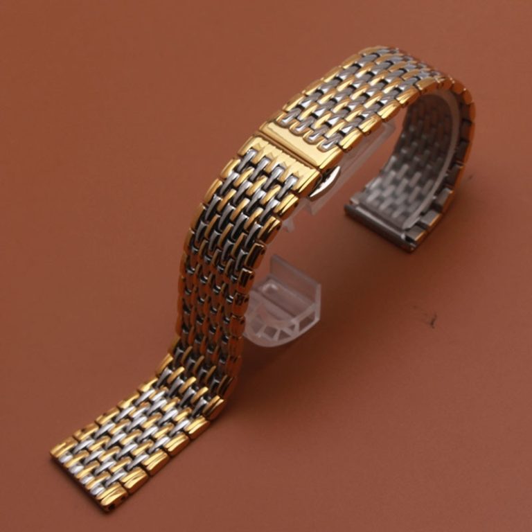 Original Silver and gold color watch Band Stainless steel metal bracelet