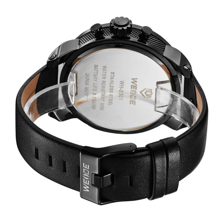 Weide sport men watch leather quartz luxury brand watch