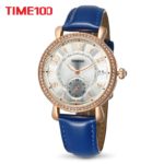 TIME100 Women Watches blue leather Bracelet Quartz Waterproof Wrist Watches