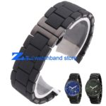 Rubber watchband silicone wristband bracelet black steel black silica gel