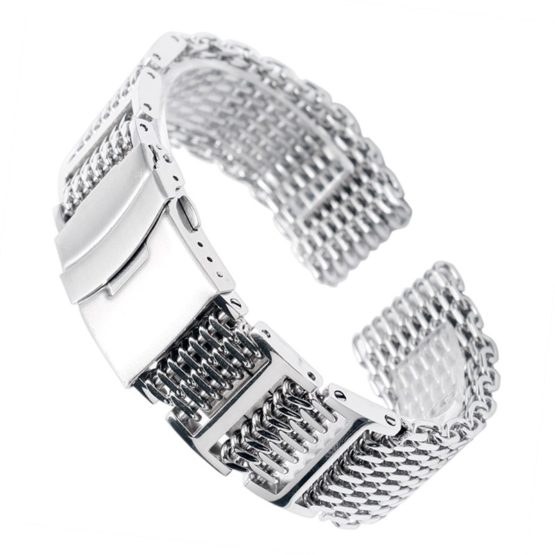 20/22/24mm Silver Stainless Steel Watchband Replacement Bracelet Men