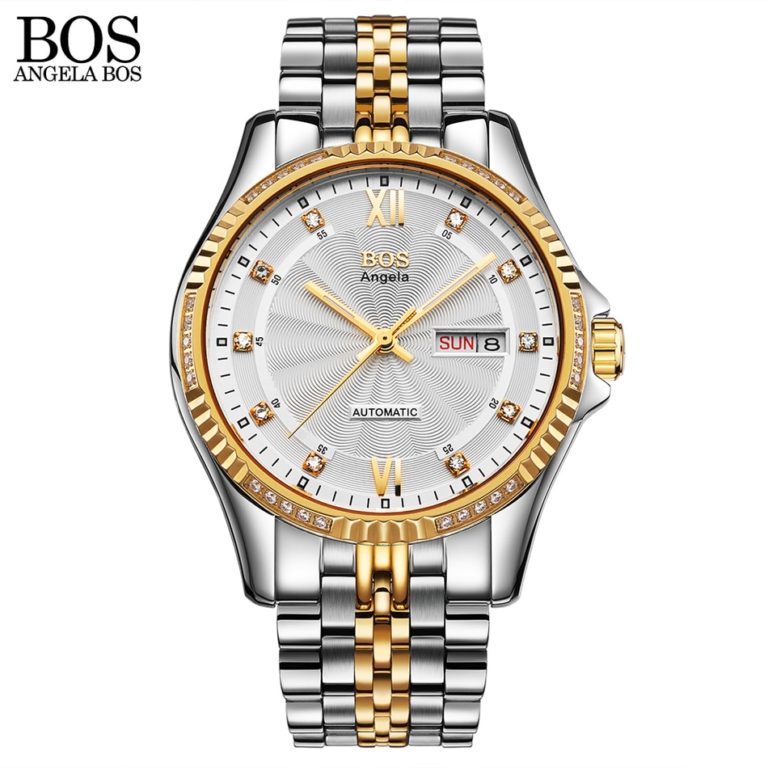 ANGELA BOS Stainless Steel 2018 Automatic Date Men Watch Mechanical Self-wind Luminous Calendar Date Waterproof Wrist Watch Gift 2 ANGELA BOS Stainless Steel 2018 Automatic Date Men Watch