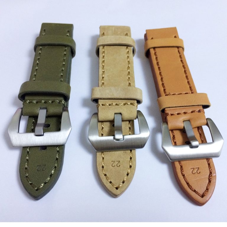 20mm 22mm 24mm 26mm Leather Watch Strap Watch Band Man Watch Straps Green Orange Beige with Stainless Steel Silver Buckle 2 20mm 22mm 24mm 26mm Leather Watch Strap Watch Band Man Watch