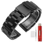 20mm Black Matte Wristband Solid Stainless Steel Watch Band