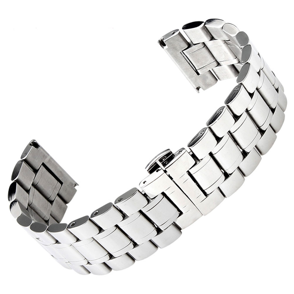 Silver Watchband Stainless Steel Mens Wrist Watch Strap Band Butterfly ...