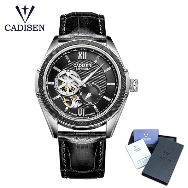 CADISEN New Luxury Golden Mechanical Automatic Wrist Watch Rome Men Stainless Steel Band Skeleton Dial Mens Watch Time Gift 1 New Luxury Golden Mechanical Automatic Wrist Watch