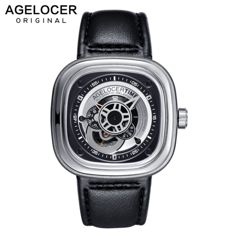 Agelocer Brand Relogio Masculino Automatic Watch 100% Cowhide Watchband Sport Wrist Watch Men Stainless Steel Waterproof 50M 1 Agelocer Brand Relogio Masculino Automatic Watch 100% Cowhide Watchband