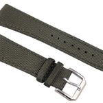 Fanmis 22mm Military Green Fabric Leather Strap Watch Band Watchband