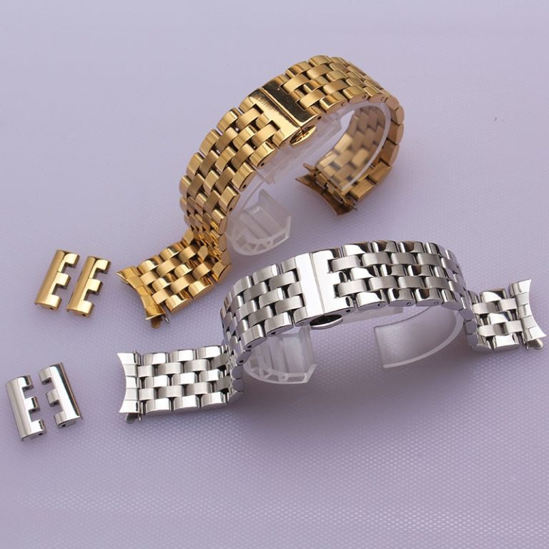 16mm 18mm 20mm 22mm 24mm Silver Gold Stainless Steel watch Strap Bracelets Band for men women wristwatches replace curved ends 2 Stylish Stainless Steel Watch Straps - Silver and Gold Options