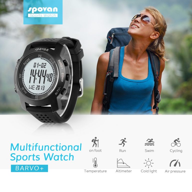 SPOVAN Brand Sports Watches for Men Digital Watch Men LED Watch Electronic Wrist Watches Compass/3D pedometer Bravo+ 2 SPOVAN Brand Sports Watches for Men Digital Watch Men LED