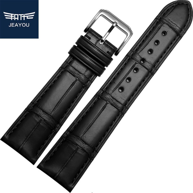 JEAYOU High Quality Men Alligator Leather Watch Strap Band For Omega/Cartier/Piaget With Pin Buckle 18/19/20/21/22mm JEAYOU High Quality Men Alligator Leather Watch Strap Band