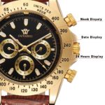 Male Leather Luxury Gold Automatic Watch Men With Auto Date