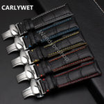 18 20 22mm Man Women Real Calf Leather Stitches Wrist Watch Band Strap