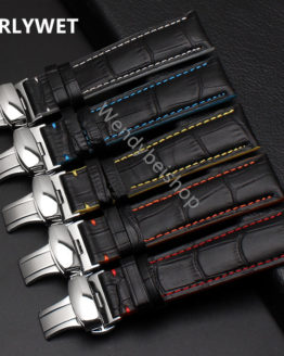 18 20 22mm Man Women Real Calf Leather Stitches Wrist Watch Band Strap