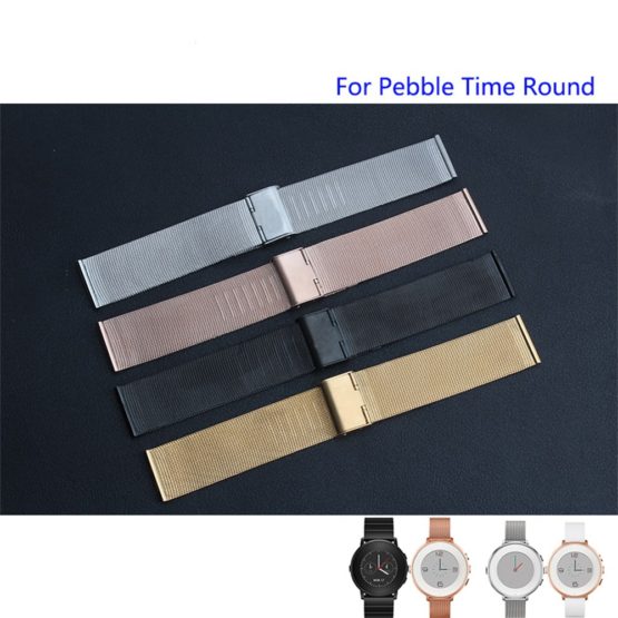Milanese Mesh Strap For Pebble Time Round Quality Stainless Steel Watchband