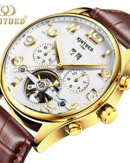 clock Kinyued Skeleton Tourbillon Mechanical Watch Automatic Men